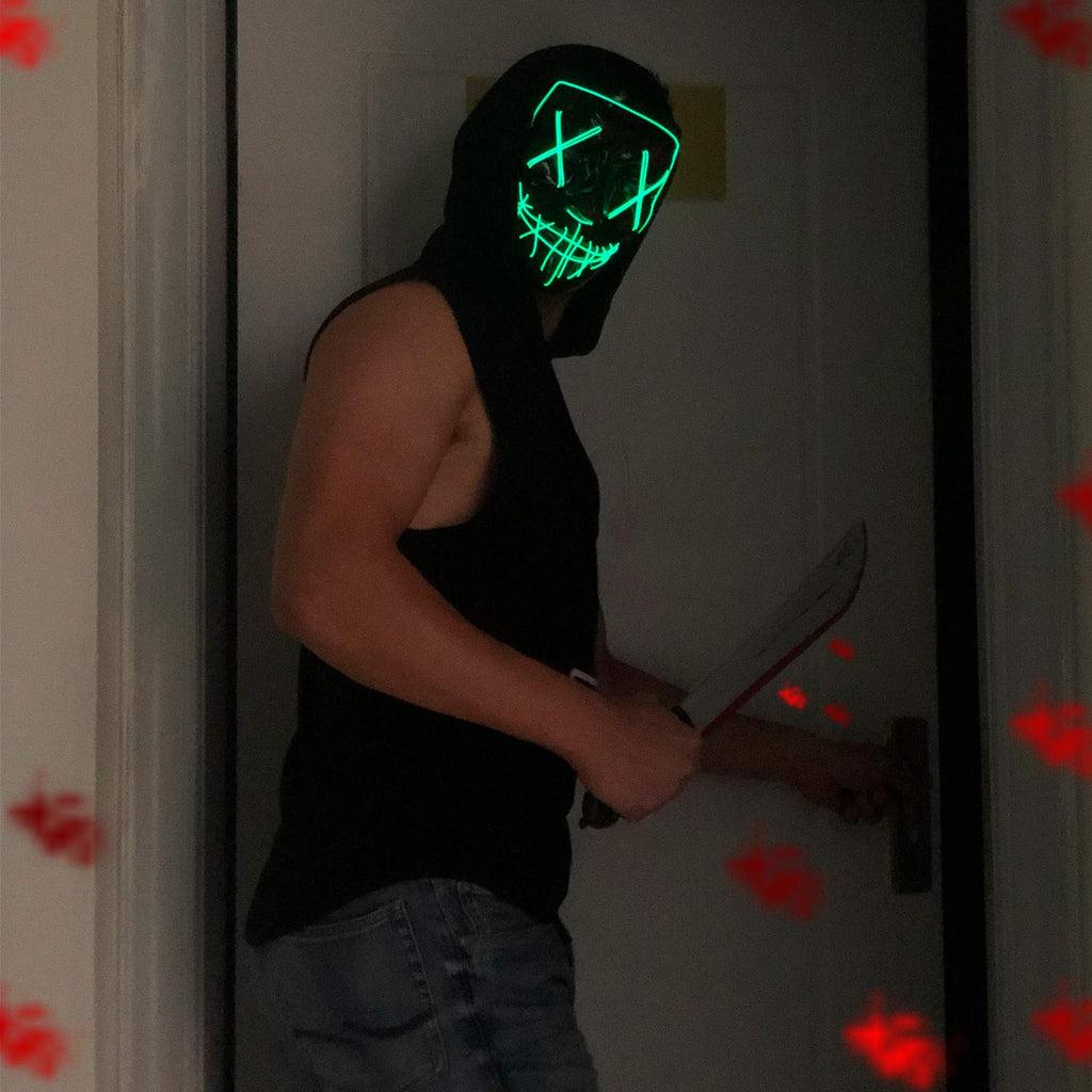 Poptrend LED Light Up Mask for Halloween and Festivals – 3 Modes, Comfortable, Safe