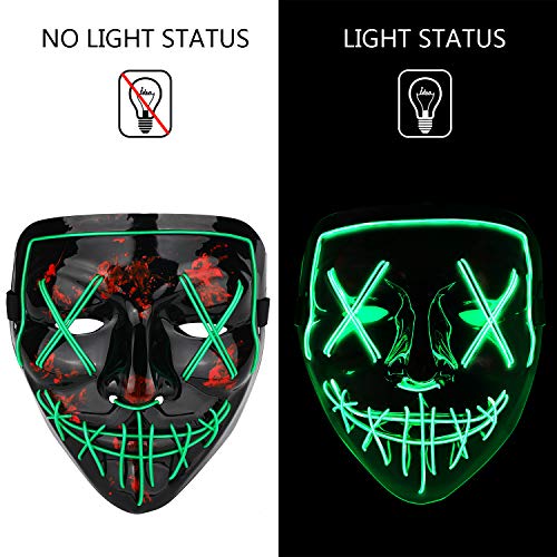 Poptrend LED Light Up Mask for Halloween and Festivals – 3 Modes, Comfortable, Safe