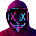 Poptrend Pink + Ice Blue LED Halloween Mask – Scary Light-Up Mask with 3 Flash Modes for Costume Parties