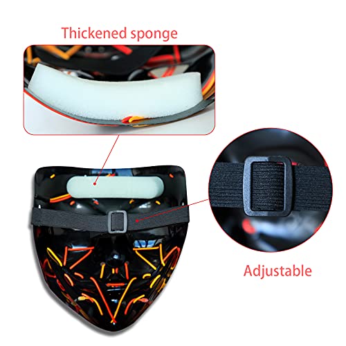 Poptrend Pink + Ice Blue LED Halloween Mask – Scary Light-Up Mask with 3 Flash Modes for Costume Parties
