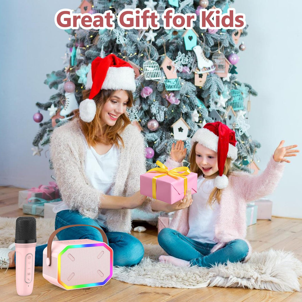 Portable Karaoke Machine for Kids & Adults – Bluetooth Speaker with Wireless Microphone, Pink