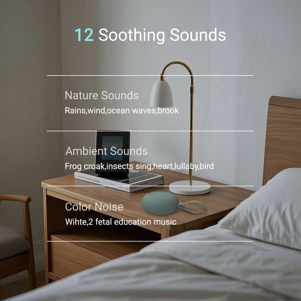 Portable White Noise Machine with 12 Soothing Sounds and 15-Hour Battery
