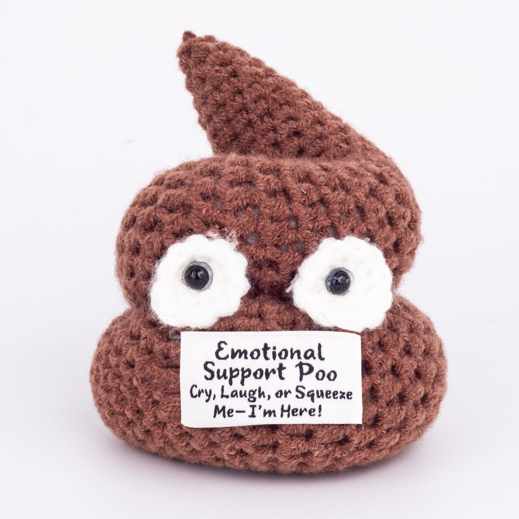 Positive Poo - Emotional Support Crochet Poop Toy, Funny Gag Gift for Adults