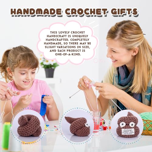 Positive Poo - Emotional Support Crochet Poop Toy, Funny Gag Gift for Adults