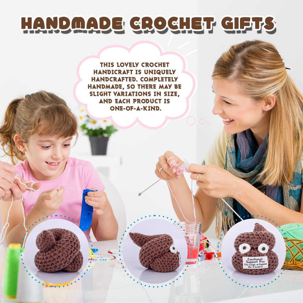 Positive Poo - Emotional Support Crochet Poop Toy, Funny Gag Gift for Adults