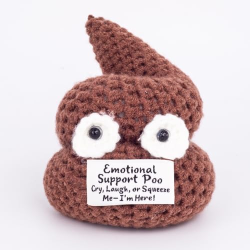 Positive Poo - Emotional Support Crochet Poop Toy, Funny Gag Gift for Adults