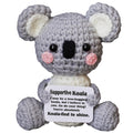 POSSHE Handmade Crochet Koala Plush - Emotional Support Gift with Positive Card, Funny Desk Companion for Friends Coworkers