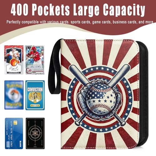 Potenco Baseball Card Binder – 400-Pocket Trading Card Album with Acid-Free Sleeves