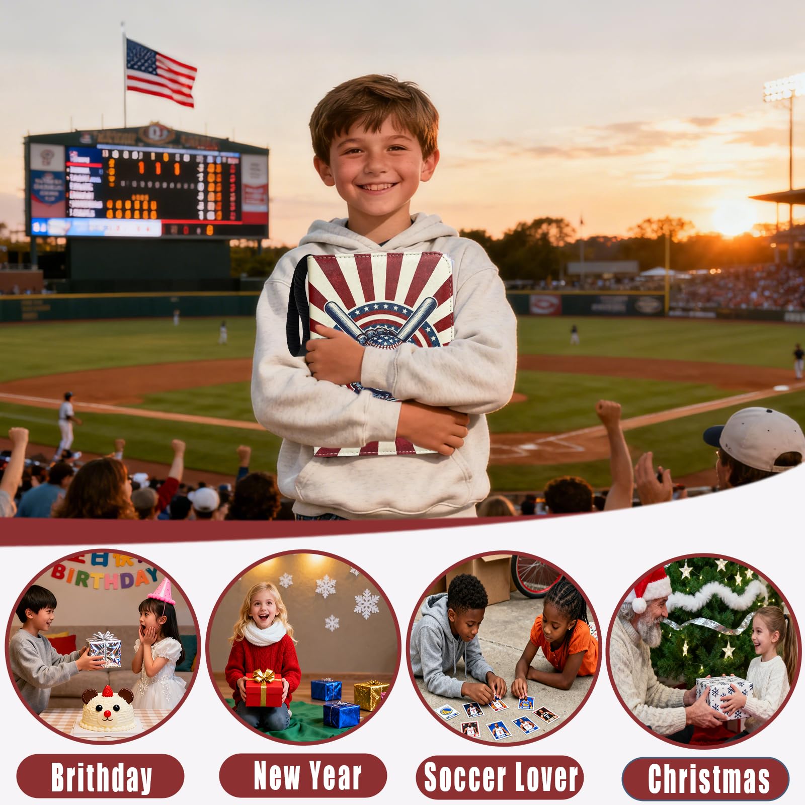 Potenco Baseball Card Binder – 400-Pocket Trading Card Album with Acid-Free Sleeves