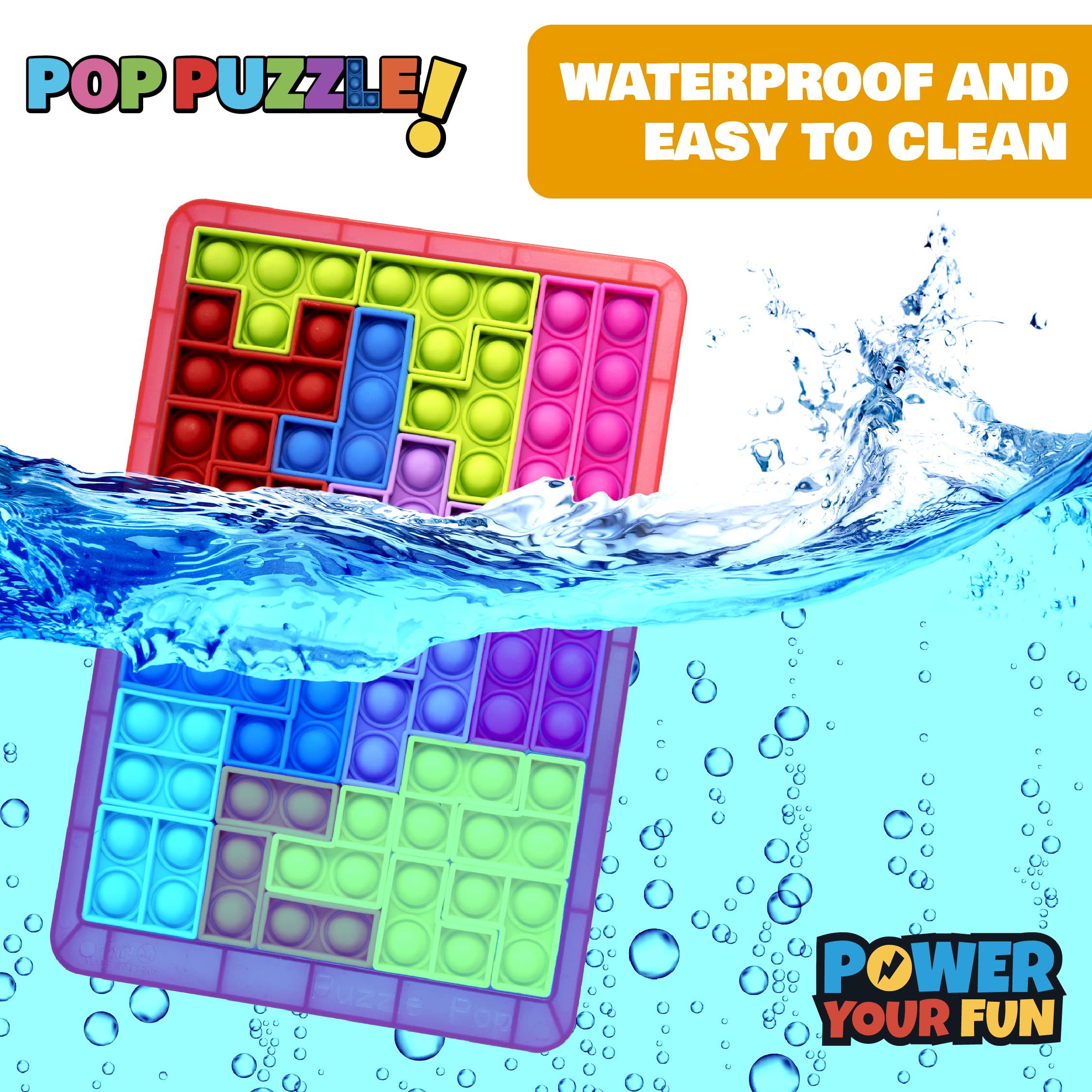 Power Your Fun Pop Puzzle Popper Fidget Game – 27pc Jigsaw Bubble Popper, Red
