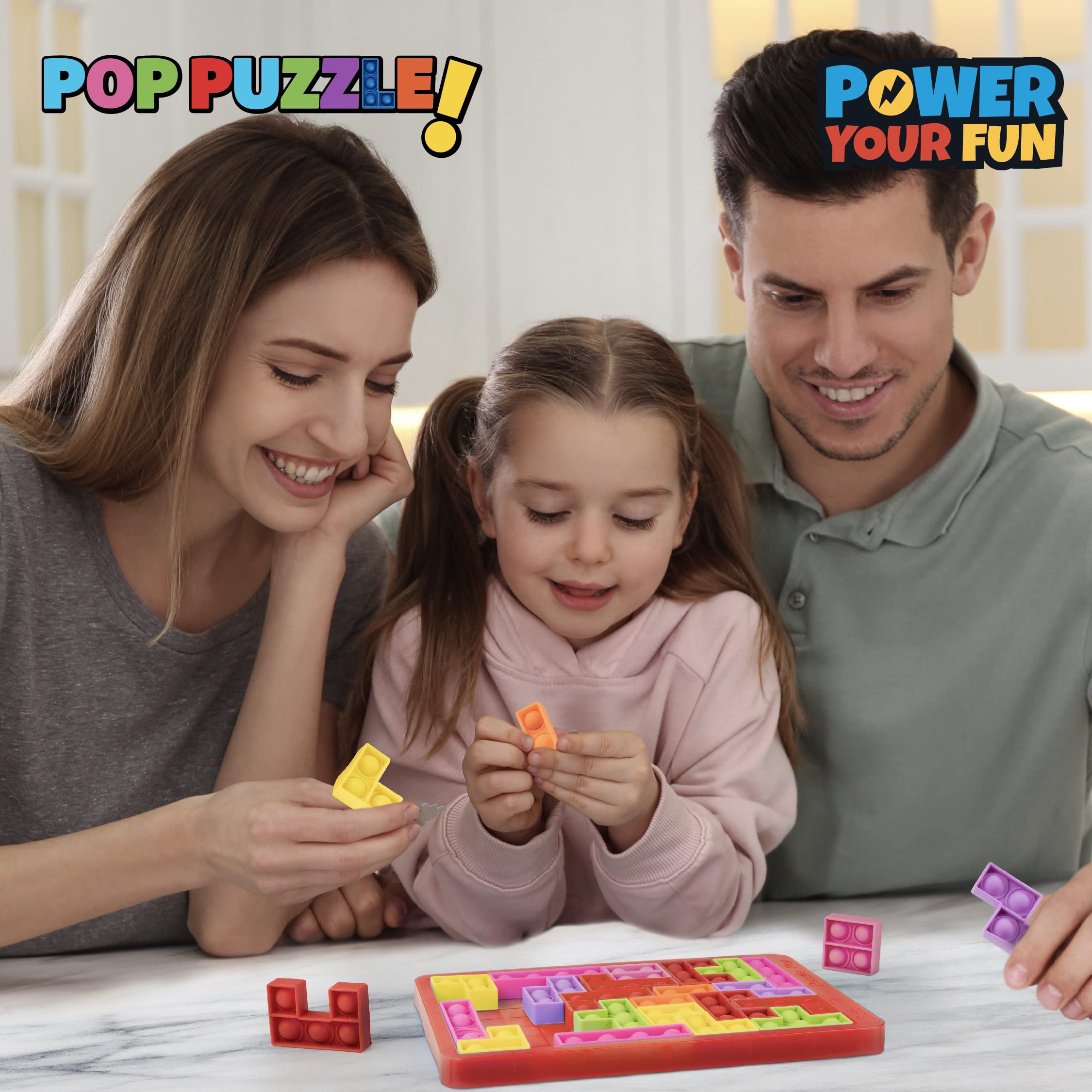 Power Your Fun Pop Puzzle Popper Fidget Game – 27pc Jigsaw Bubble Popper, Red