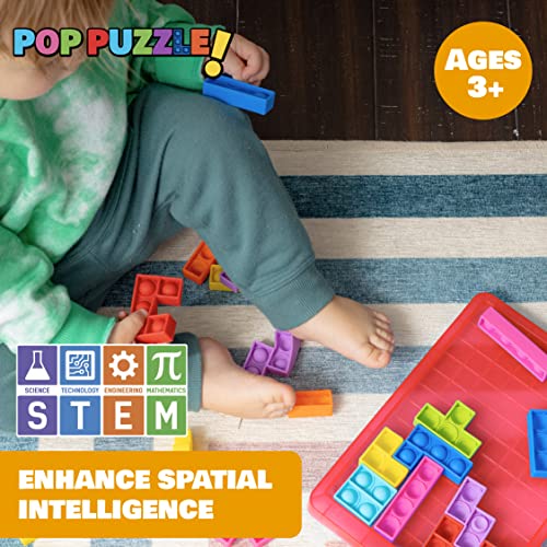 Power Your Fun Pop Puzzle Popper Fidget Game – 27pc Jigsaw Bubble Popper, Red