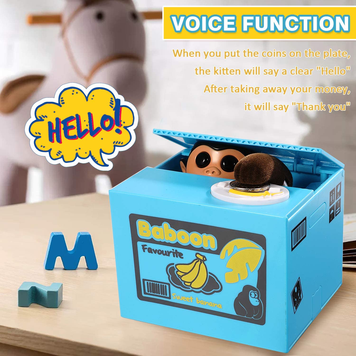 PowerKing Smart Monkey Coin Bank – Interactive Electronic Piggy Bank That Steals Coins with Music