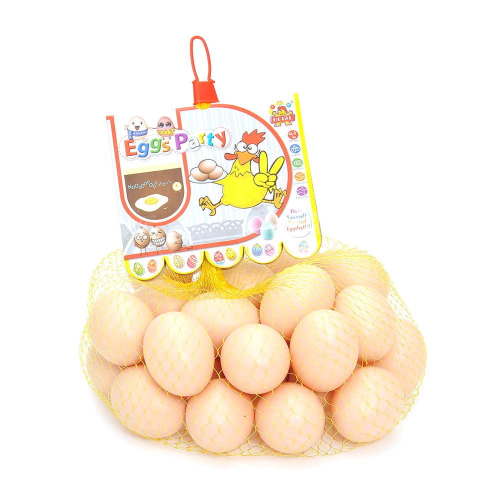 PowerTRC 30-Pack Plastic Pretend Play Eggs – Realistic Toy Chicken Eggs for DIY Easter Decorations and Kitchen Play