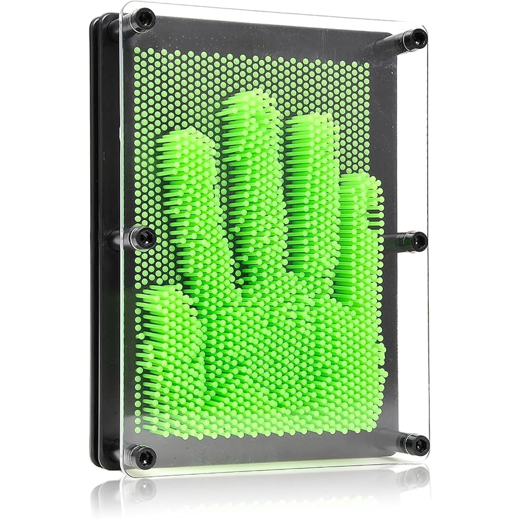 PowerTRC 3D Pin Art Sculpture - Green 8x6 Inch Hand Mold Toy for Creative Fun