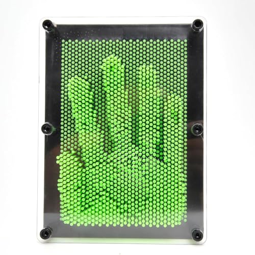 PowerTRC 3D Pin Art Sculpture - Green 8x6 Inch Hand Mold Toy for Creative Fun