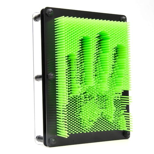 PowerTRC 3D Pin Art Sculpture - Green 8x6 Inch Hand Mold Toy for Creative Fun