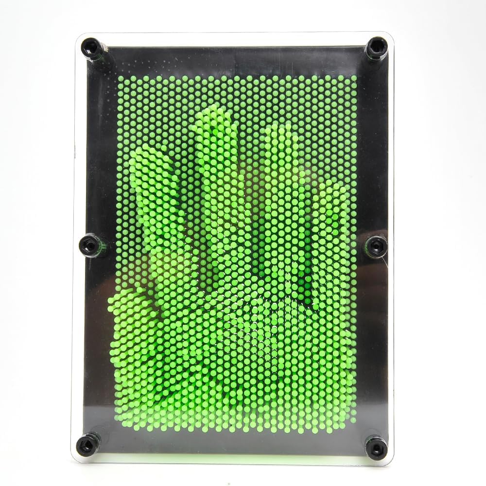 PowerTRC 3D Pin Art Sculpture - Green 8x6 Inch Hand Mold Toy for Creative Fun