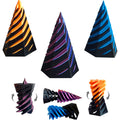 PowerTRC 3D Printed Impossible Pyramid Passthrough Toy Set of 3 – Optical Illusion Desk Fidget Toy (Orange, Blue, Tri-Color)