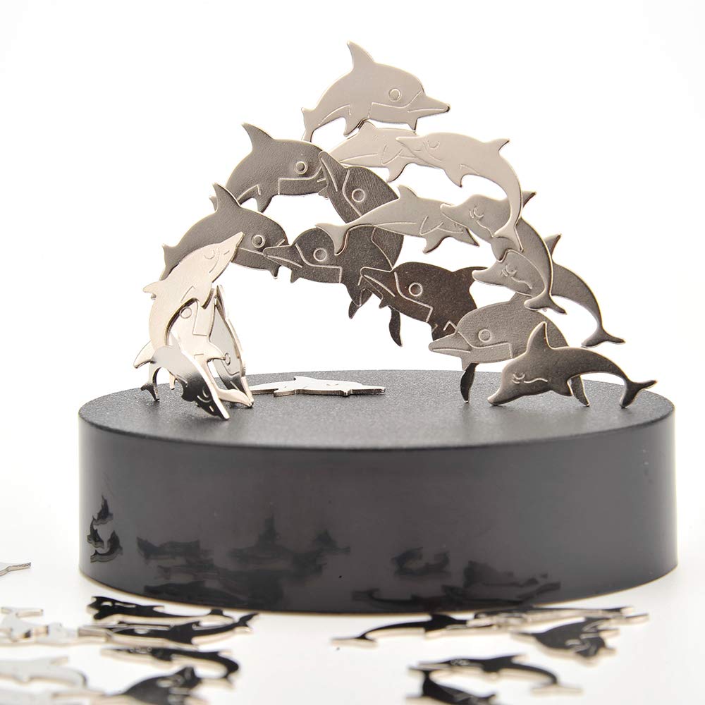 PowerTRC Magnetic Desktop Sculpture – Dolphin Set for Stress Relief & Desk Decor