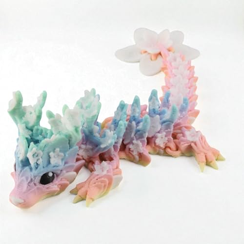 PowerTRC Mini Articulated 3D Printed Baby Blossom Dragon – Poseable Fidget Toy, 5.5 Inches, Made in USA