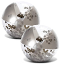 POZA Inflatable Beach Balls – 2 Pack Silver Glitter Confetti, 16-Inch Heavy Duty PVC Pool Toys for Kids and Adults