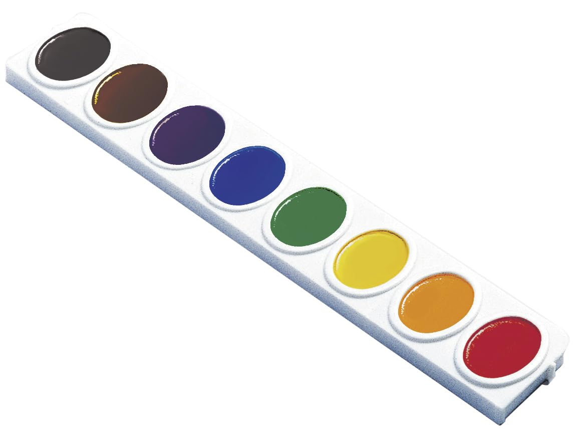 Prang Semi-Moist Watercolor Refill Pans - 8 Colors, 3 Trays, Wax-Free, Non-Toxic
