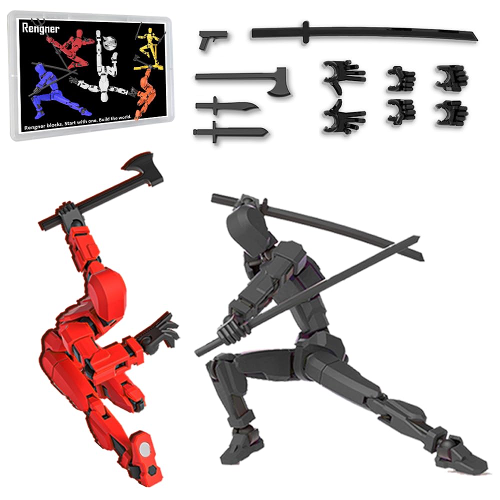 Pre-Assembled Dummy13 Magnetic Action Figure Set – Red and Black (Boxed)