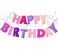 Pre-Strung Pink Felt Happy Birthday Banner - Reusable Wool Felt Garland with 3D Letters - Ready to Hang, 6.56ft