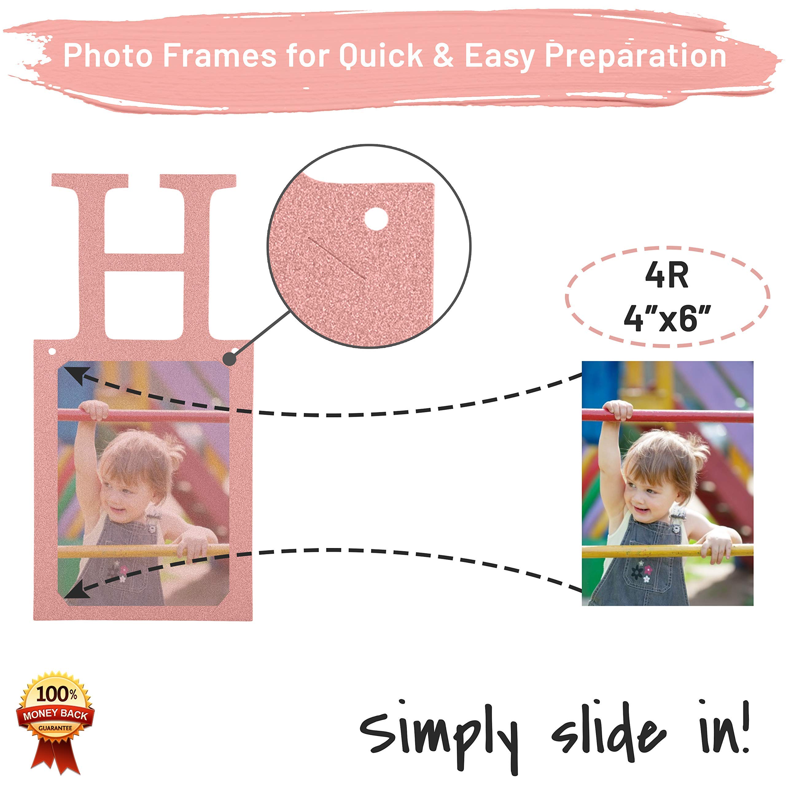 Pre-Strung Sweet 16 Photo Banner in Rose Gold – 16 Card Frames for 4x6 Photos – PartyHooman
