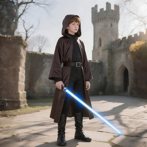 Prebene Kids Knight Robe Hooded Cloak – Boys Halloween Cosplay Costume Ages 3-14