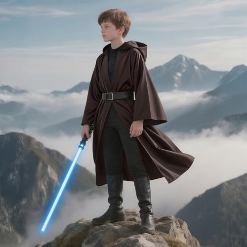 Prebene Kids Knight Robe Hooded Cloak – Boys Halloween Cosplay Costume Ages 3-14