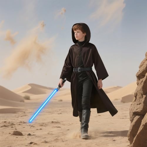 Prebene Kids Knight Robe Hooded Cloak – Boys Halloween Cosplay Costume Ages 3-14