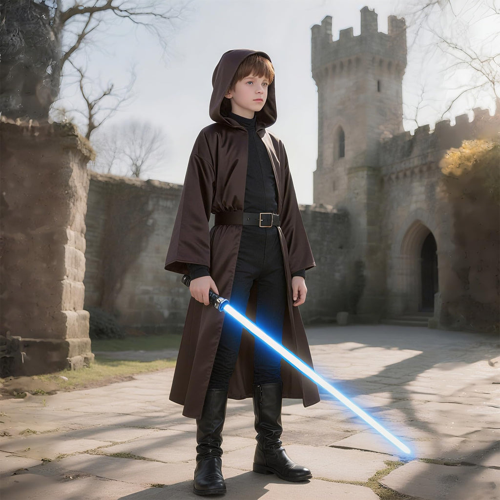 Prebene Kids Knight Robe Hooded Cloak – Boys Halloween Cosplay Costume Ages 3-14