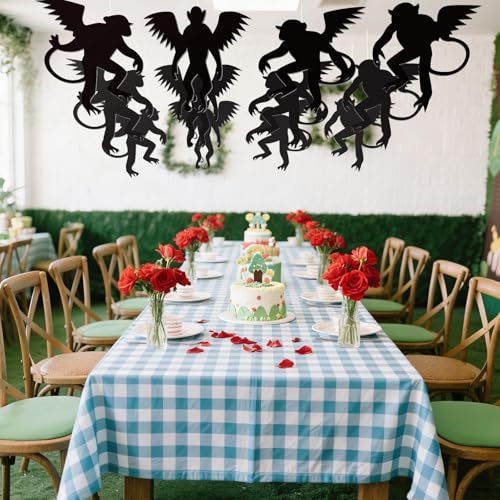 Preboun 15-Pack Hanging Wizard Monkey Decorations - Black Paper Banner for Halloween Party Ceiling Decor