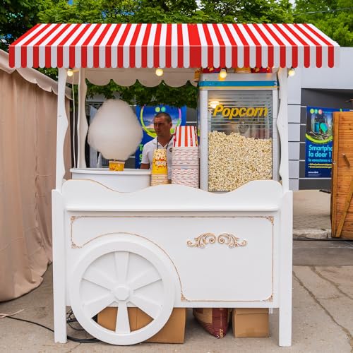 Preboun 2-Pack Circus Awning Decorations - 27.6x59 Inch Red and White Striped Carnival Tent Wall Decor for Party Photo Backdrop