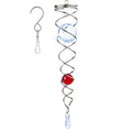 Prefdo 12-Inch Stainless Steel Wind Spinner with Two K9 Crystal Glass Balls - Red Spiral Tail for Garden Decor