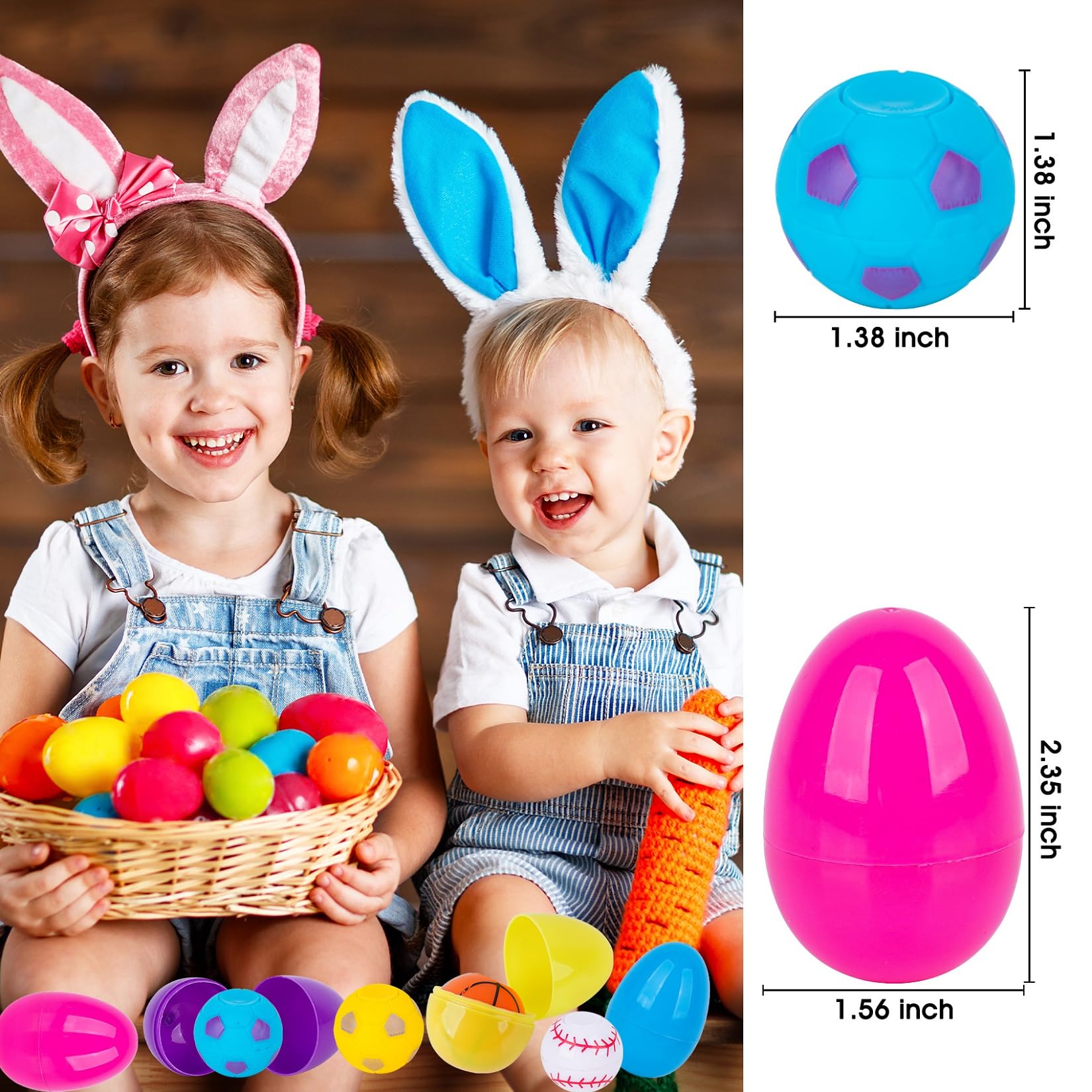 Prefilled Easter Eggs with Sports Ball Spinners – 24 Pack for Easter Basket Stuffers