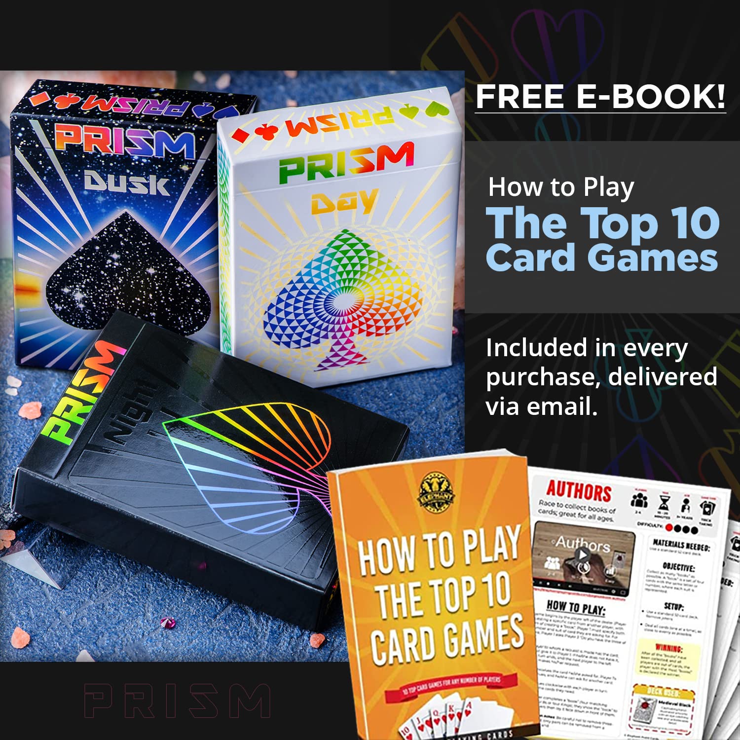 Premium Night Theme Playing Cards with Gloss Ink and Free Card Game eBook