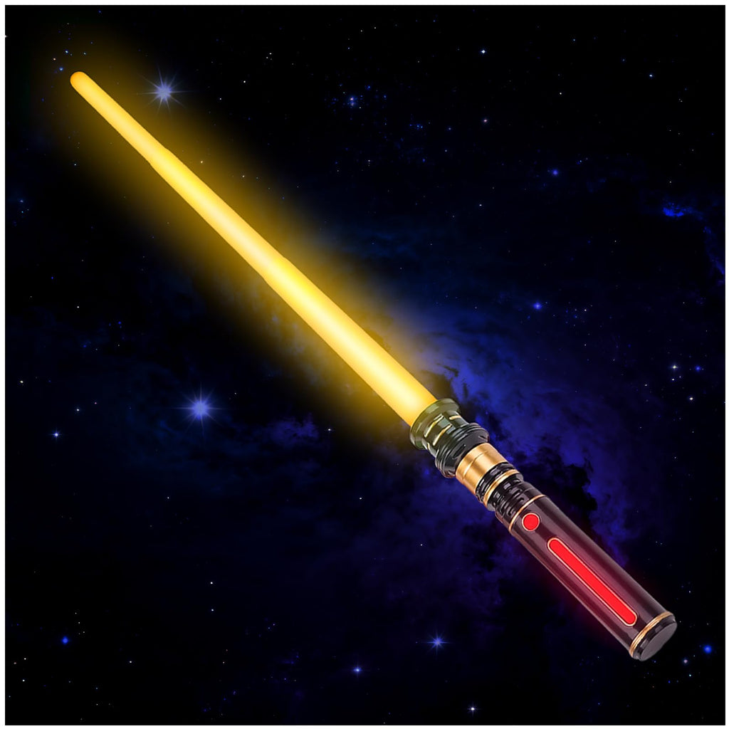 PremToytics Light Up LED Saber with FX Sound – Retractable 17 to 32 Inch Yellow Blade