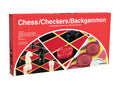 Pressman 3-in-1 Board Game Set: Chess, Checkers & Backgammon – Full Size Staunton Pieces & Interlocking Checkers, Ages 8+