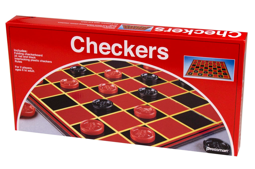Pressman Checkers – Classic 2-Player Strategy Game with Folding Board and Interlocking Pieces