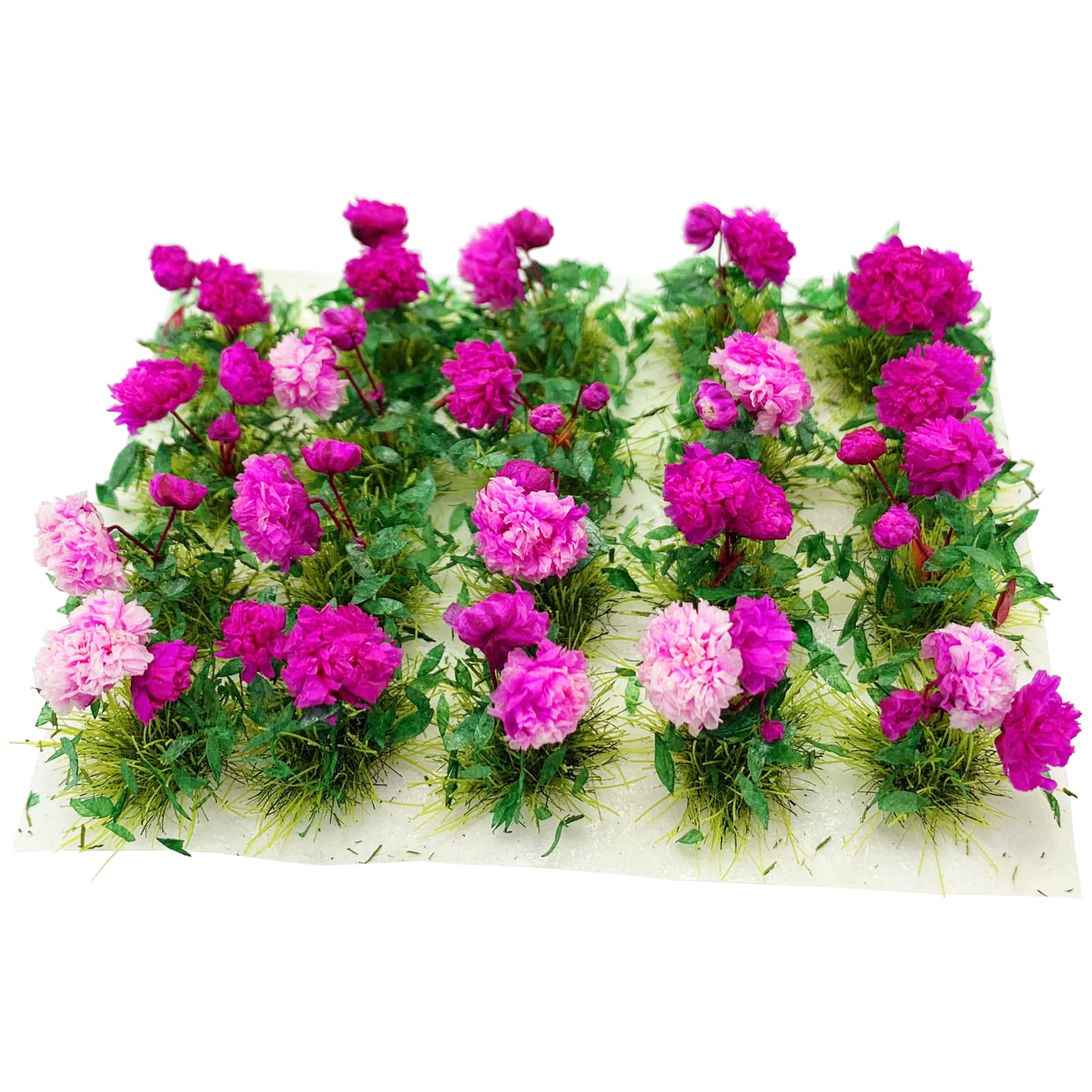 PrettyLife 20-Piece Miniature Rose Flower Clusters for Dollhouse, Fairy Garden, and Model Scenery