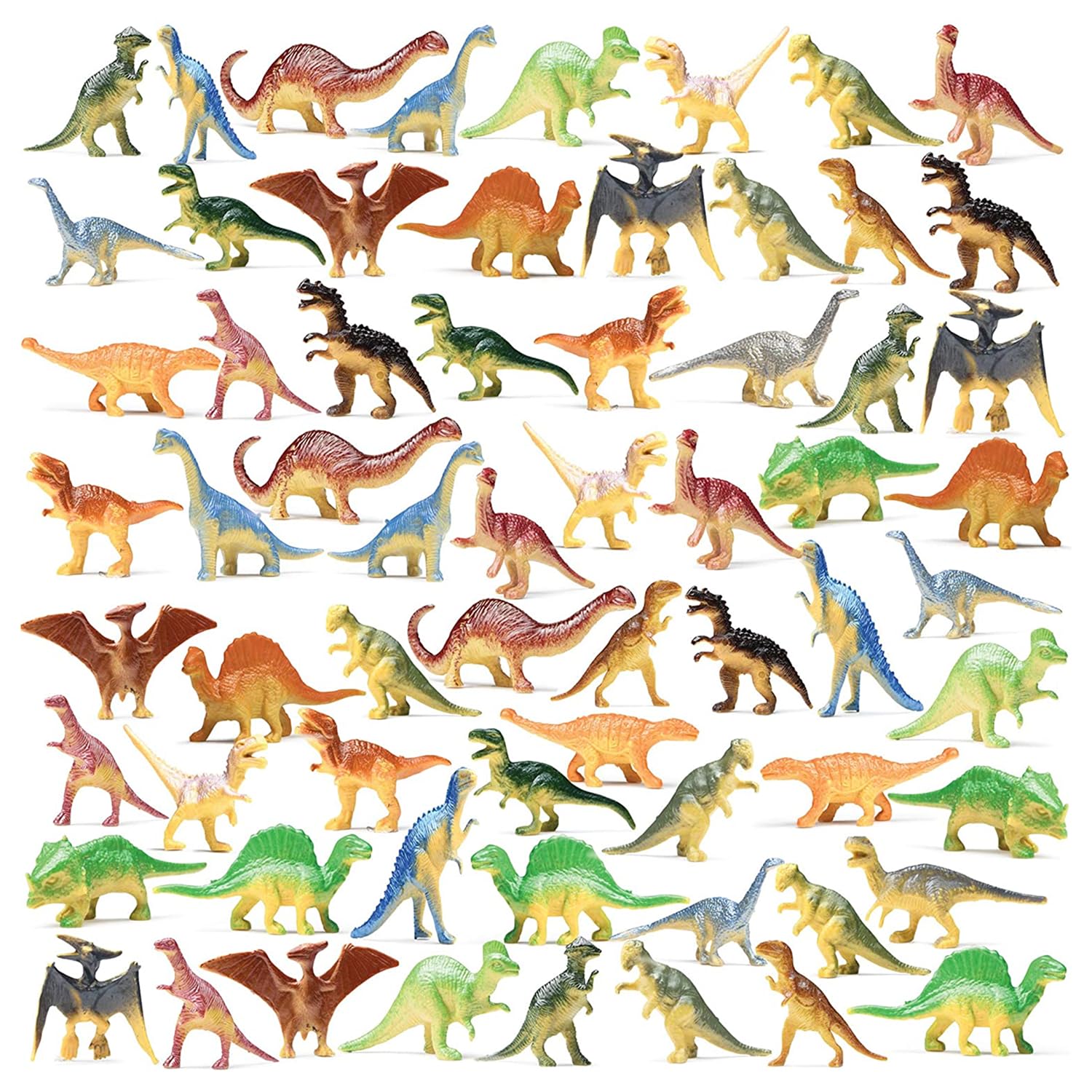 PREXTEX 72 Count Mini Dinosaur Figurines – Plastic Dinosaur Party Favors for Kids