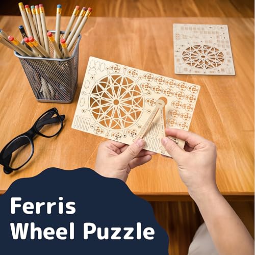 Prextex Ferris Wheel 3D Wooden Puzzle – 115 Precision Pieces, No Glue Needed, Fun Educational Model for Ages 8+