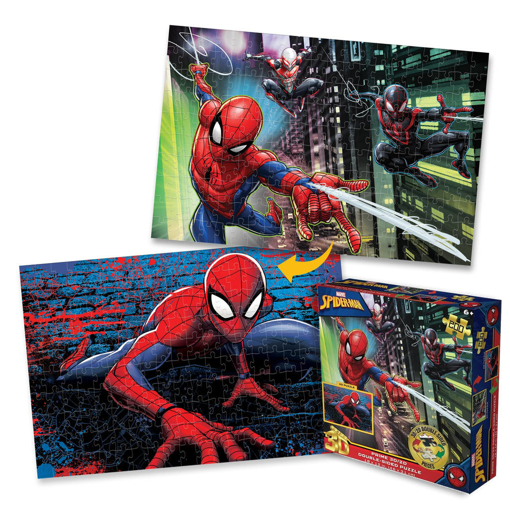 PRIME3D Marvel Spider-Man 200-Piece 3D/2D Jigsaw Puzzle – Lenticular Motion Effect, 12x18 Inches