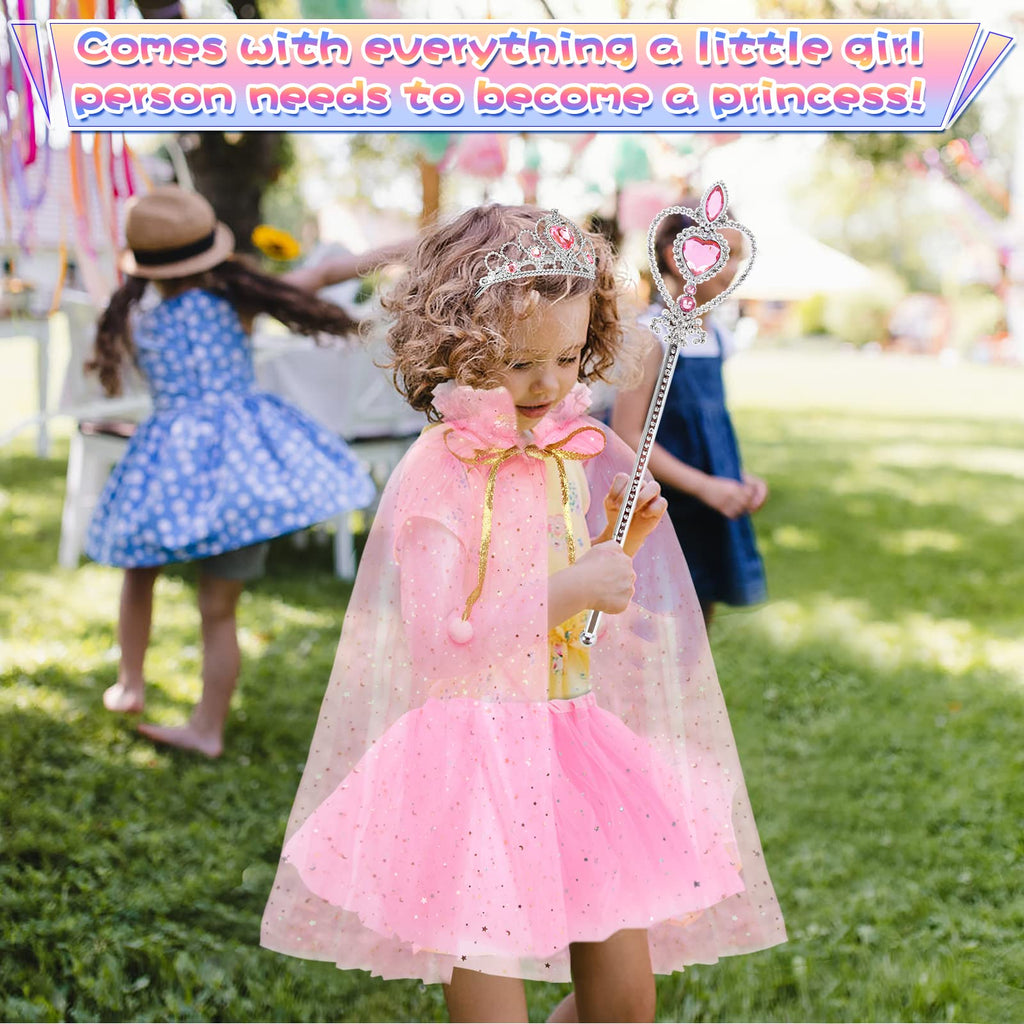 Princess Dress Set for Girls 4-6 – Cape, Dress, Crown & Accessories