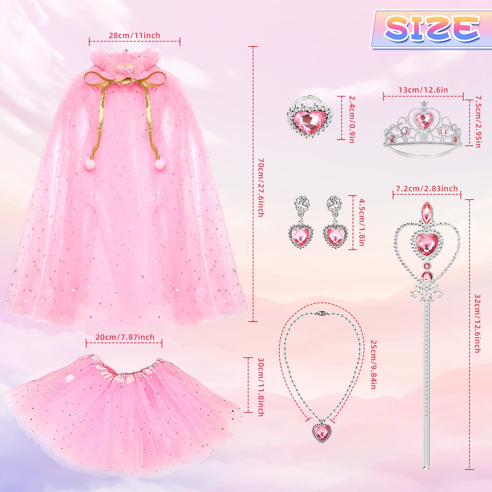 Princess Dress Set for Girls 4-6 – Cape, Dress, Crown & Accessories