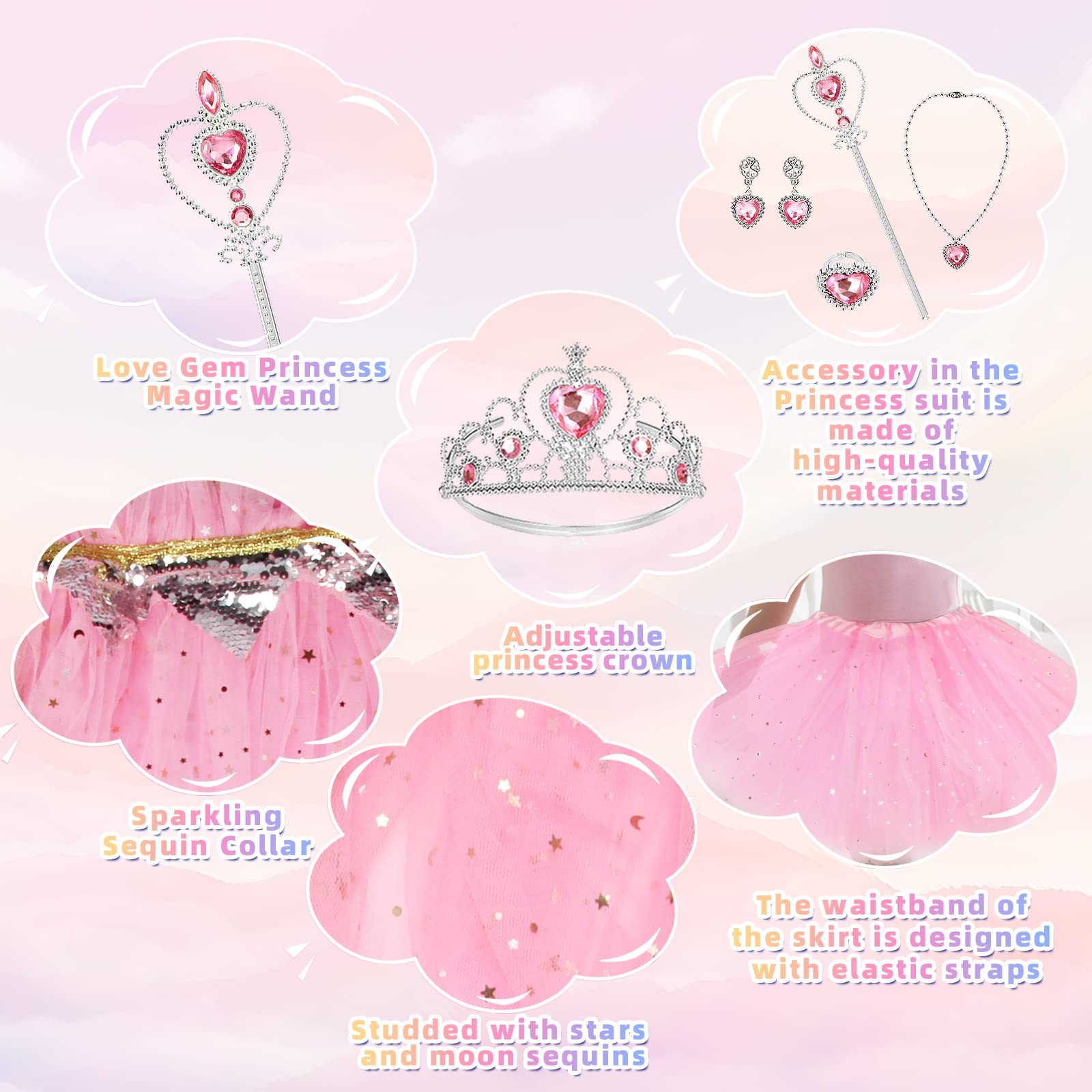 Princess Dress Set for Girls 4-6 – Cape, Dress, Crown & Accessories