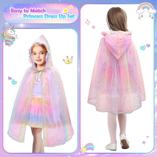 Princess Dress-Up Set for Girls – 4 Themes, Cape, Tiara, Wand & Jewelry
